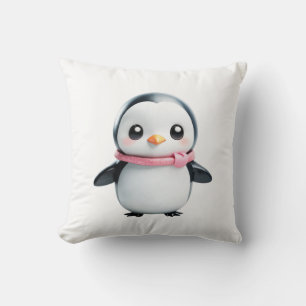 Friendly Penguin Throw Pillow
