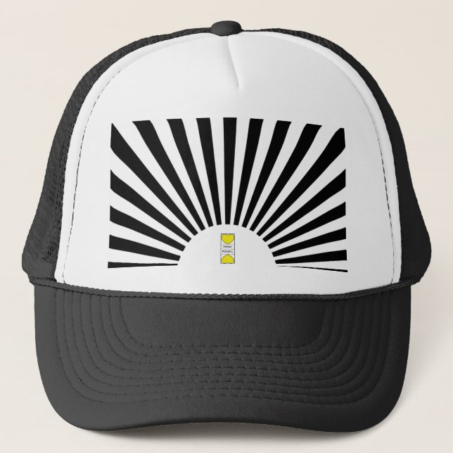 FRIENDLY PICKLEBALL hearts-court logo & rays on  Trucker Hat (Front)