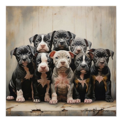 Friendly Pitbull Puppy Dogs  001 _ Raimon Paladino Poster