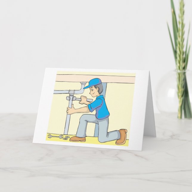 Friendly Plumber Cartoon Card (Front)
