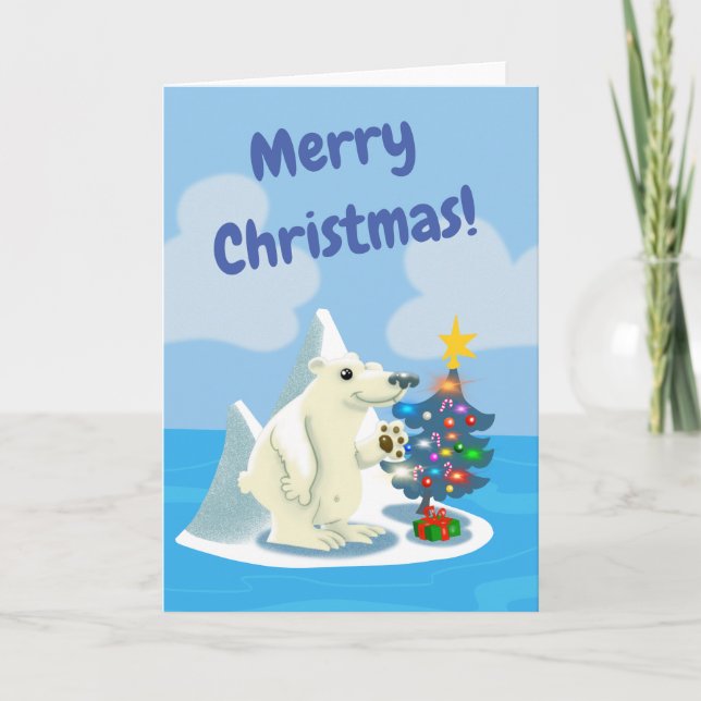 Friendly Polar Bear Holiday Card (Front)