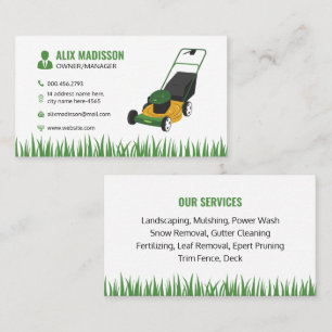 Friendly & Professional Lawn Care customizable Business Card