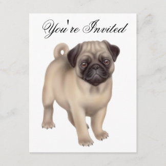 Friendly Pug Dog Invitation