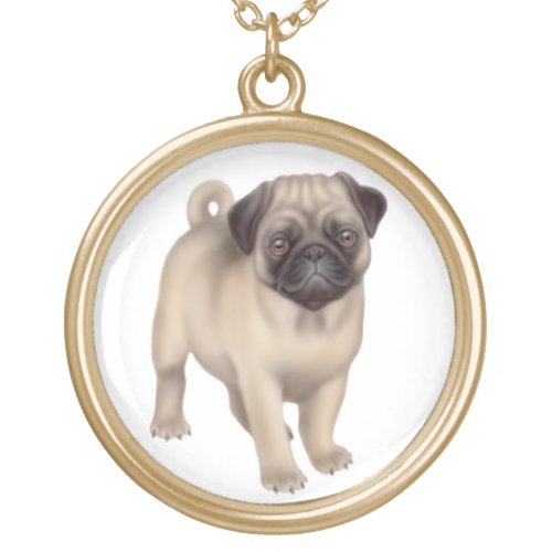 Friendly Pug Dog Necklace