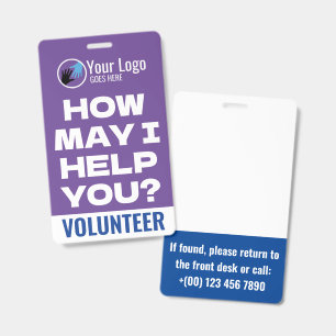 Friendly Purple & Blue Logo Charity Volunteer Badge