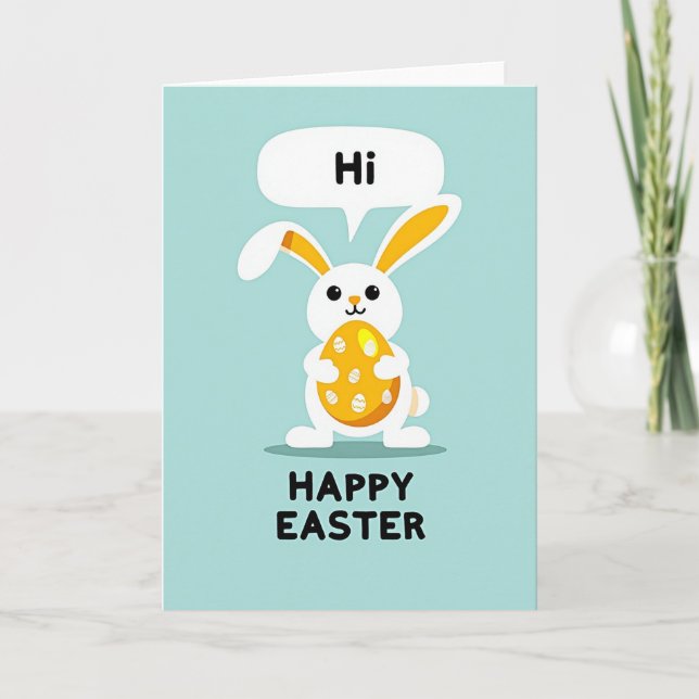 Friendly Rabbit Pattern Spring Card (Front)
