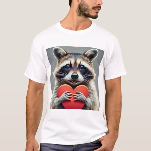 Friendly Raccoon with Heart T_Shirt