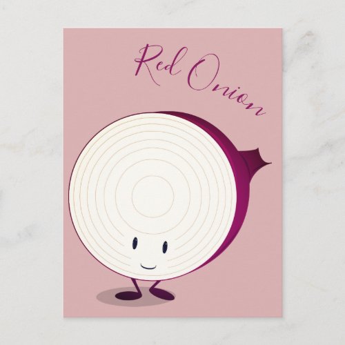 Friendly Red Onion Cartoon Character  Postcard