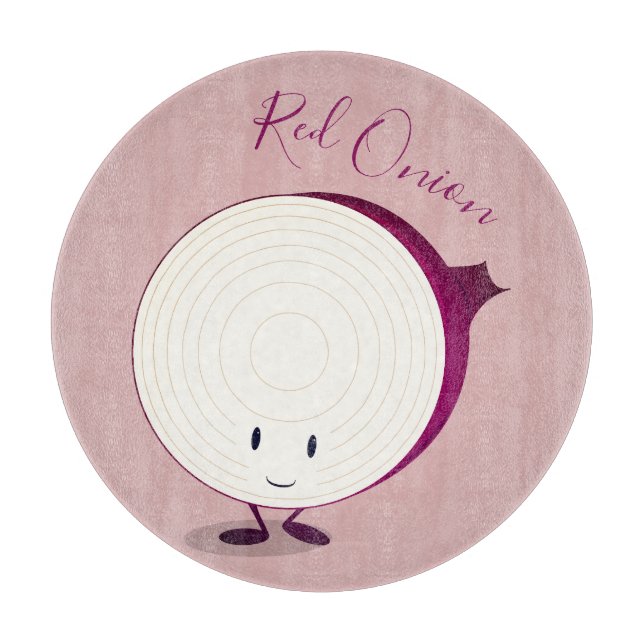 Friendly Red Onion Cartoon | Cutting Board (Front)