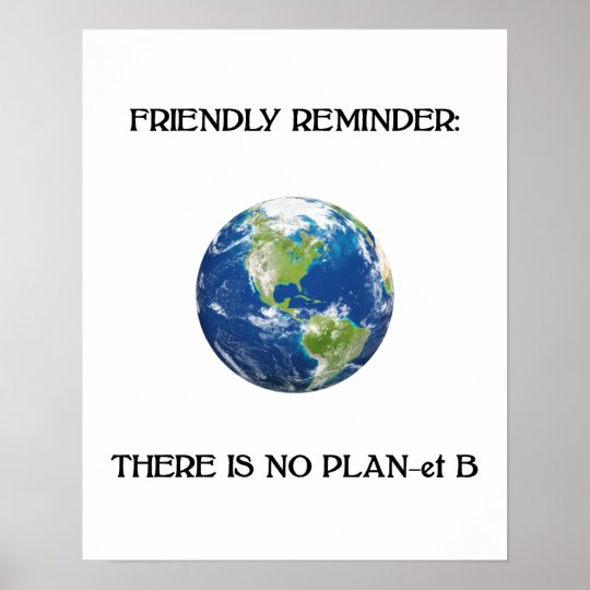 Friendly Reminder No Plan B Earth Poster | Zazzle.com