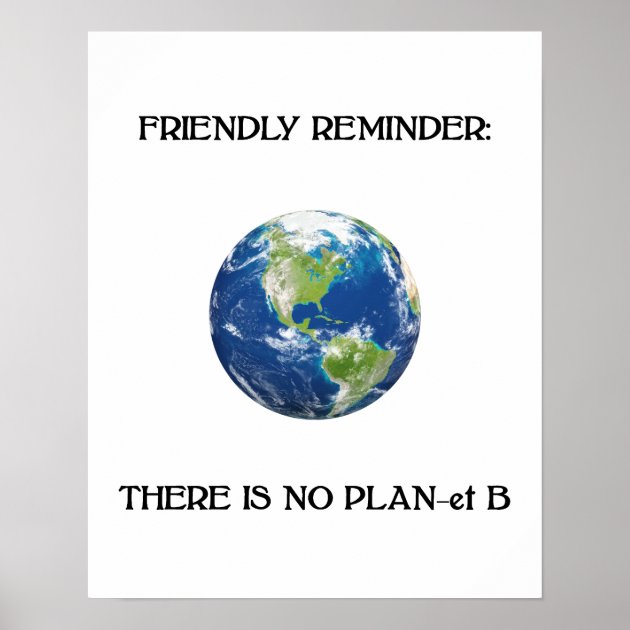 Friendly Reminder No Plan B Earth Poster | Zazzle