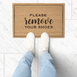 Friendly Reminder Welcome Shoe-Free Home Entryway Fiber Doormat