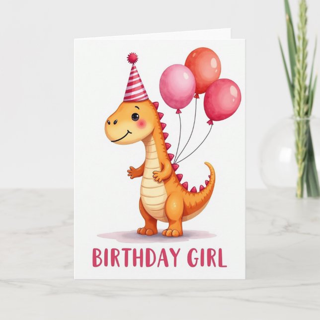 Friendly Reptile Party Hat Card (Front)