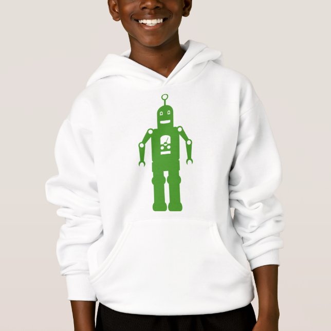 Friendly Robot - Avocado Green Hoodie (Front)