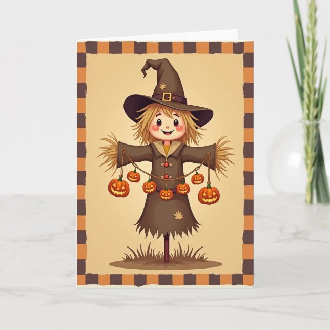 Friendly Scarecrow Pumpkin Card (Front)