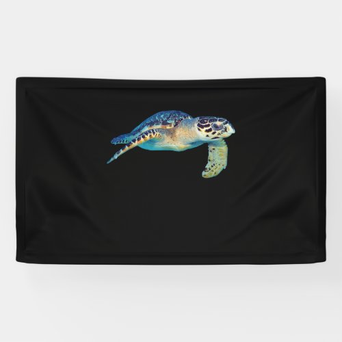 Friendly Sea Turtle Swimming Underwater Photo Art Banner