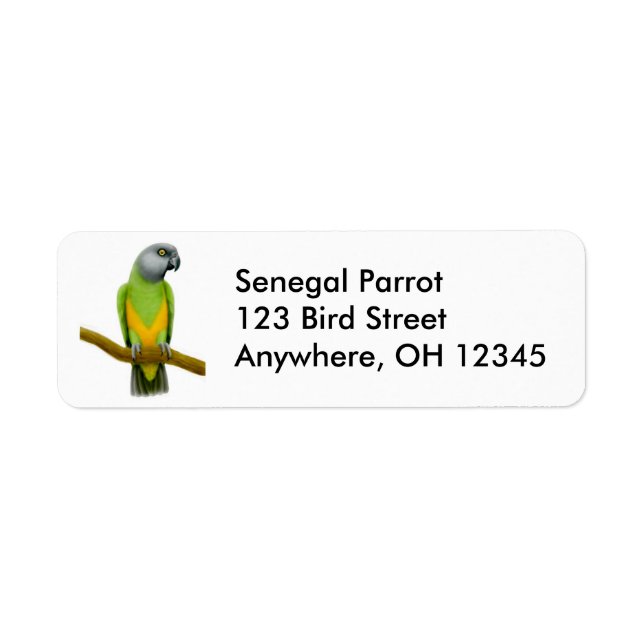 Friendly Senegal Parrot Label (Front)