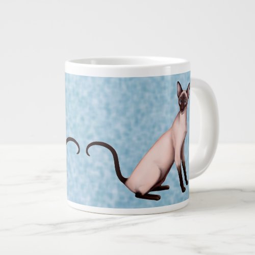 Friendly Siamese Cat Blue Jumbo Mug