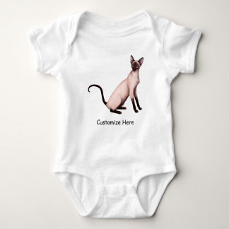 Friendly Siamese Cat Customizable Baby One Pc Bodysuit
