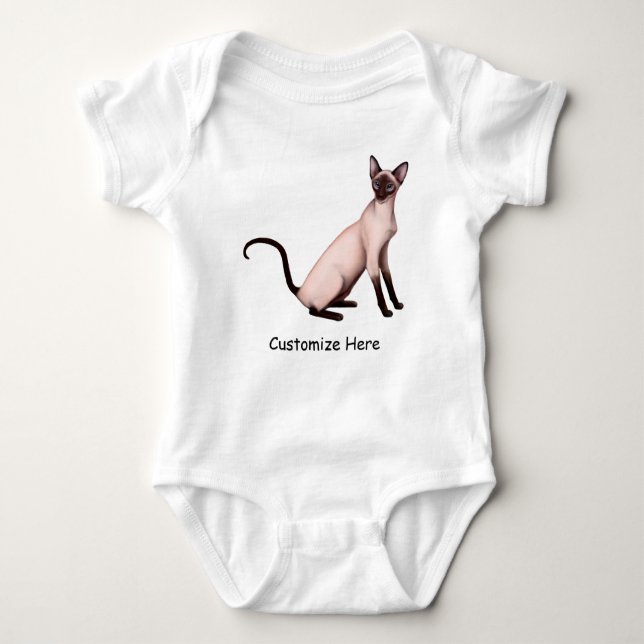 Friendly Siamese Cat Customizable Baby One Pc Bodysuit (Front)