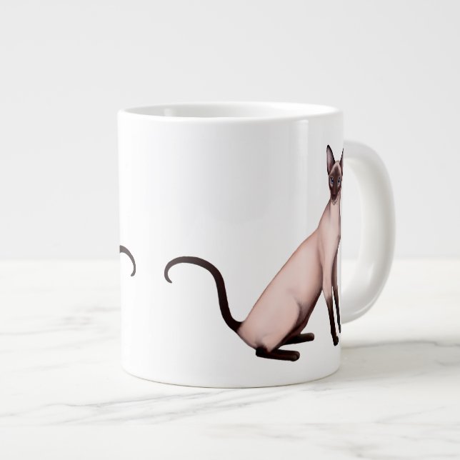 Friendly Siamese Cat Jumbo Mug (Front Right)