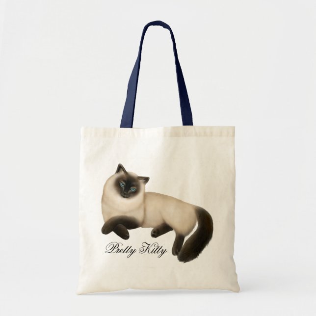 Friendly Siamese Cat Tote Bag (Front)