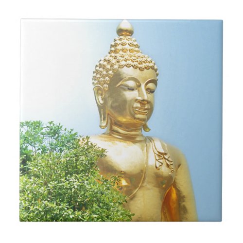 friendly sitting buddha ceramic tile