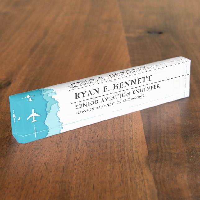 Friendly Skies | Aviation Industry  Desk Name Plate (Side)