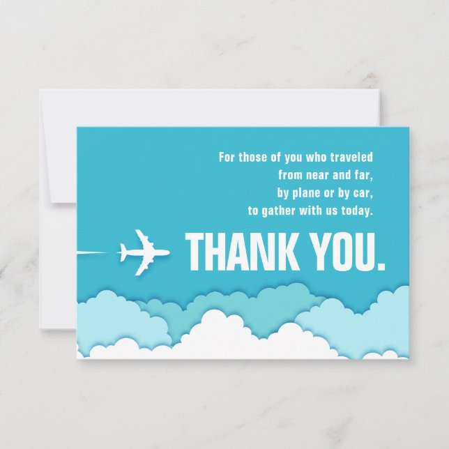 Friendly Skies | Far Traveler Thank You  Card (Front)