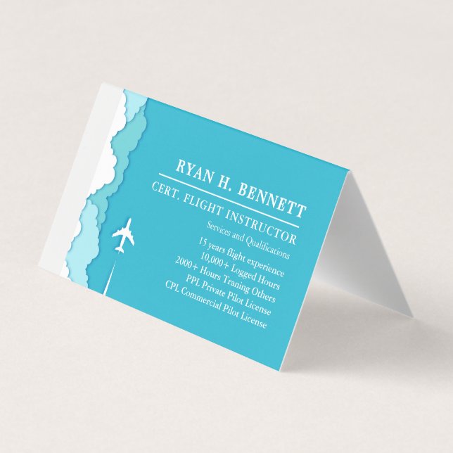 Friendly Skies | Flight Instructor Detailed Certs Business Card (Back)