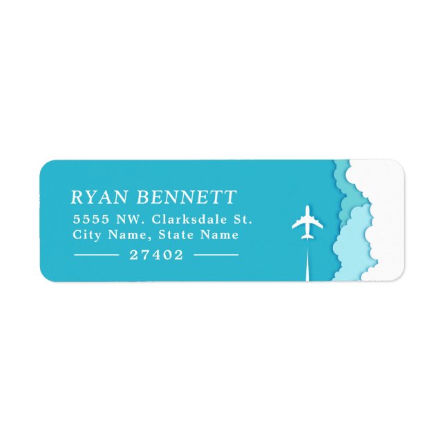 Friendly Skies | Turquoise Custom Address Label (Front)