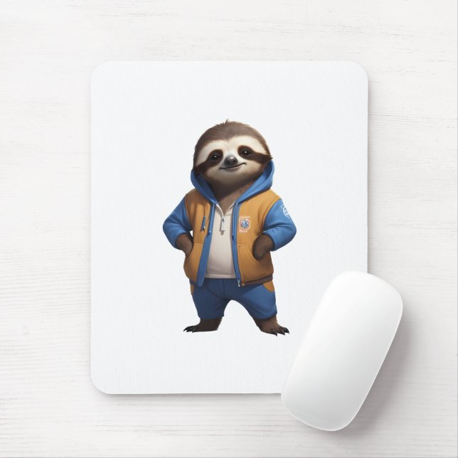 Friendly Sloth Illustration Mouse Pad (With Mouse)