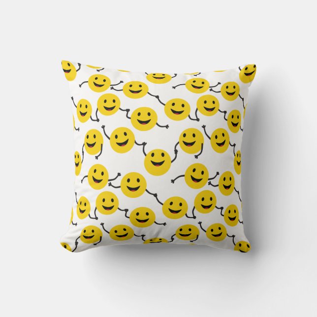 Friendly Smileys Throw Pillow (Front)