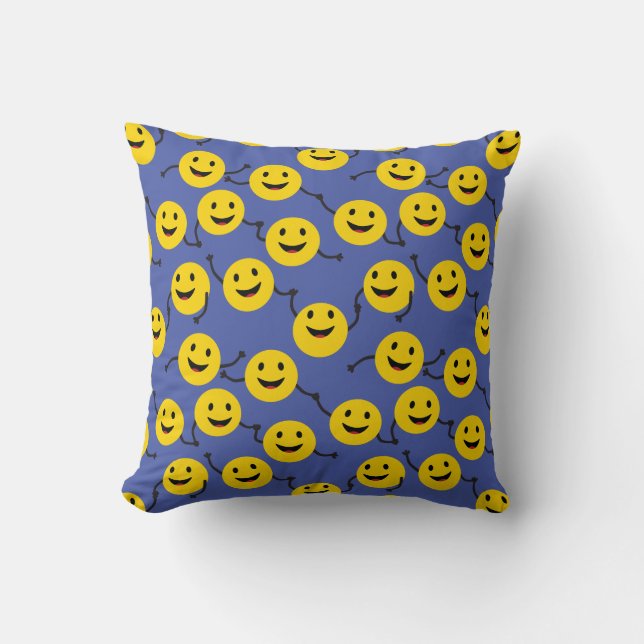 Friendly Smileys Throw Pillow (Front)