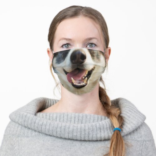 Friendly Smiling Dog with tongue hanging out Adult Cloth Face Mask
