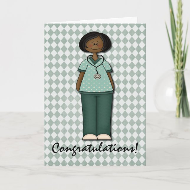 Friendly Smiling Nurse Congratulations Card (Front)