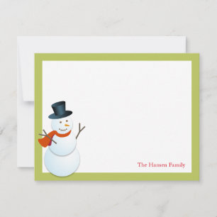 Friendly snowman north pole green xmas thank you invitation