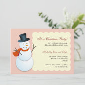 Friendly snowman north pole pink Christmas party Invitation | Zazzle
