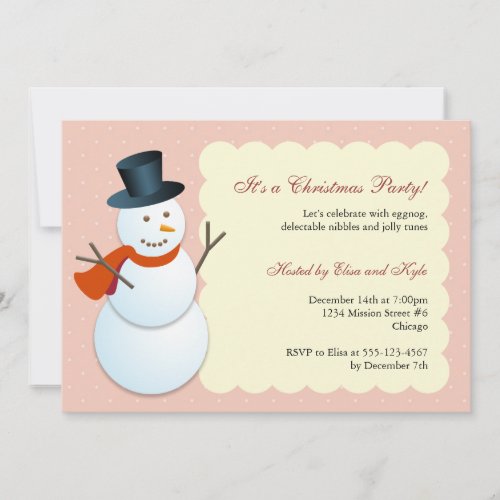 Friendly snowman north pole pink Christmas party Invitation