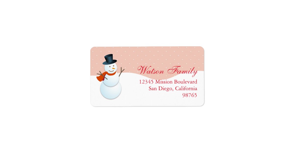 Friendly snowman north pole pink return address label | Zazzle.com