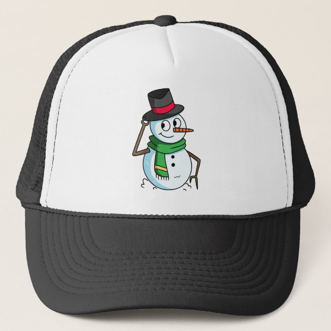 Friendly Snowman Trucker Hat (Front)