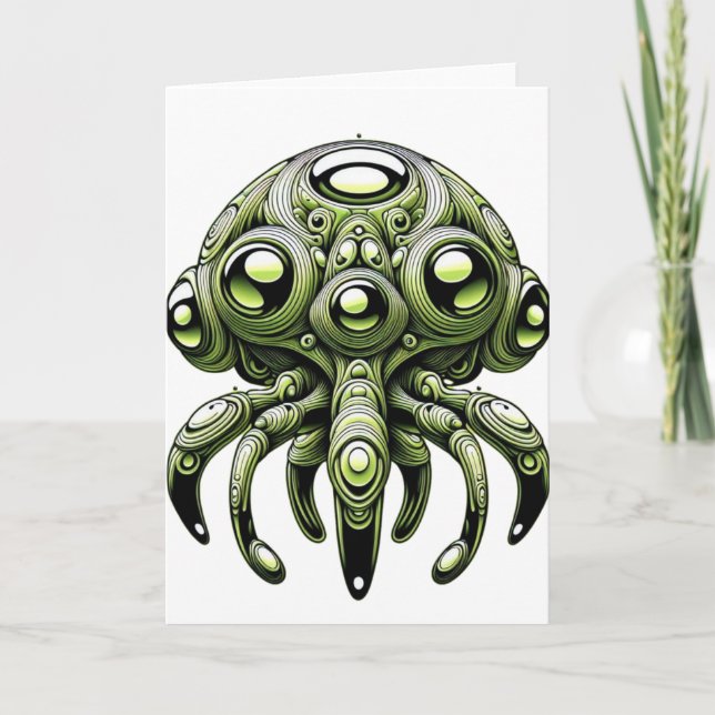 Friendly Space Alien Critter  Holiday Card (Front)