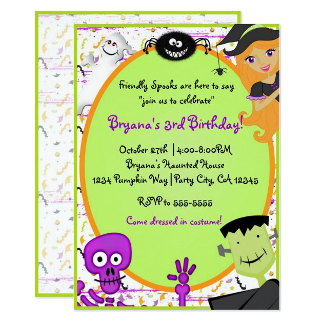 Friendly Spooks Kids Halloween Party Invitation
