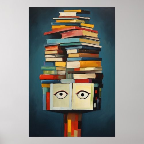 Friendly Surreal Abstract Book Lover Poster