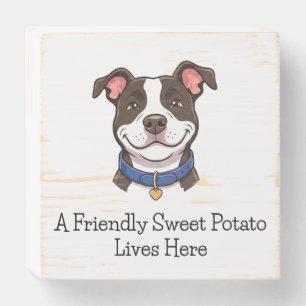 Friendly Sweet Potato Boy Home Decor Wood Block Wooden Box Sign