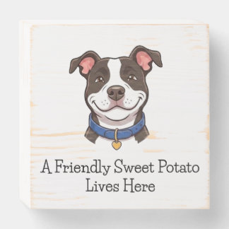 Friendly Sweet Potato Boy Home Decor Wood Block  Wooden Box Sign