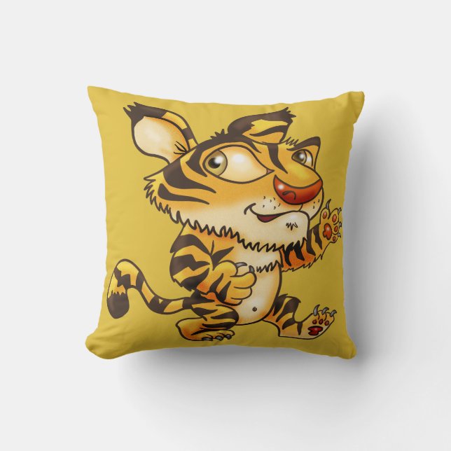 Friendly Tiger Throw Pillow (Front)