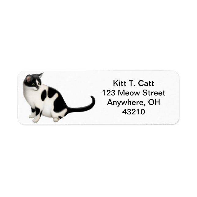 Friendly Tuxedo Cat Customizable Label (Front)