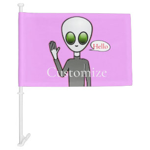 Friendly Waving Alien Thunder_Cove Car Flag