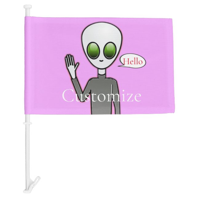 Friendly Waving Alien Thunder_Cove Car Flag (Front)